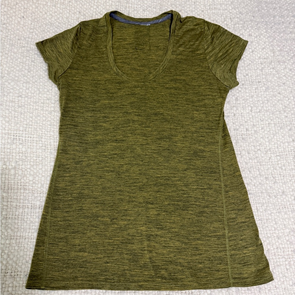 IBEX “OD” HEATHERED MERINO WOOL TOP.  SMALL